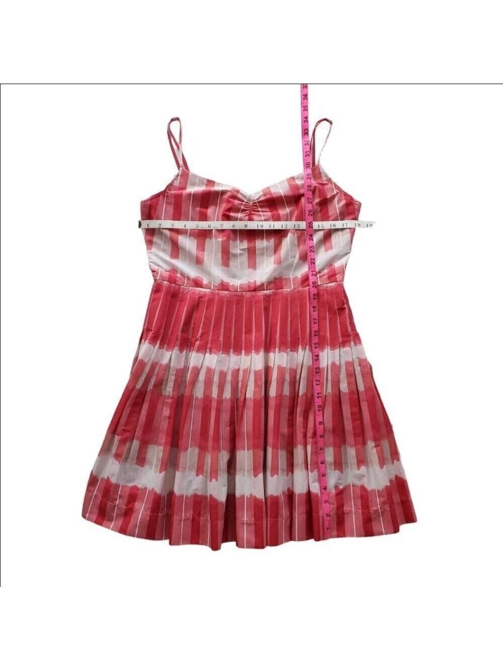 BCBGMAXAZRIA Women’s Pink & White Pleated Spaghetti Strap Dress Size 12 - Picture 7 of 9